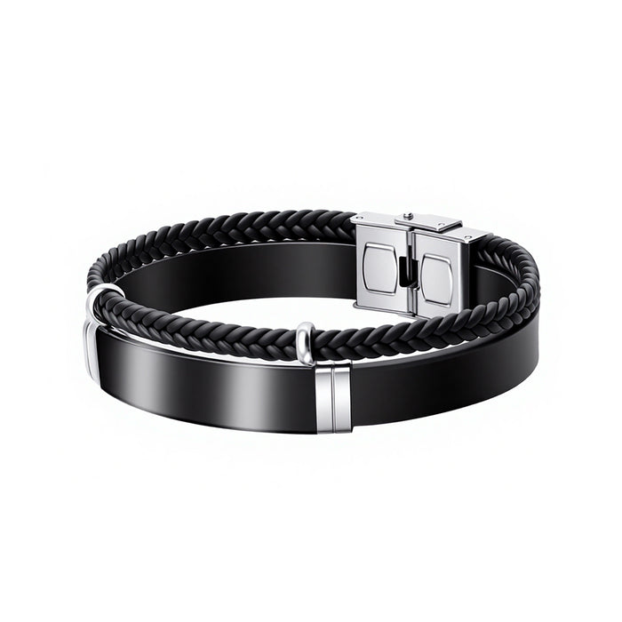 Wholesale Twist Woven Leather Stainless Steel Bracelet Fashion Accessory