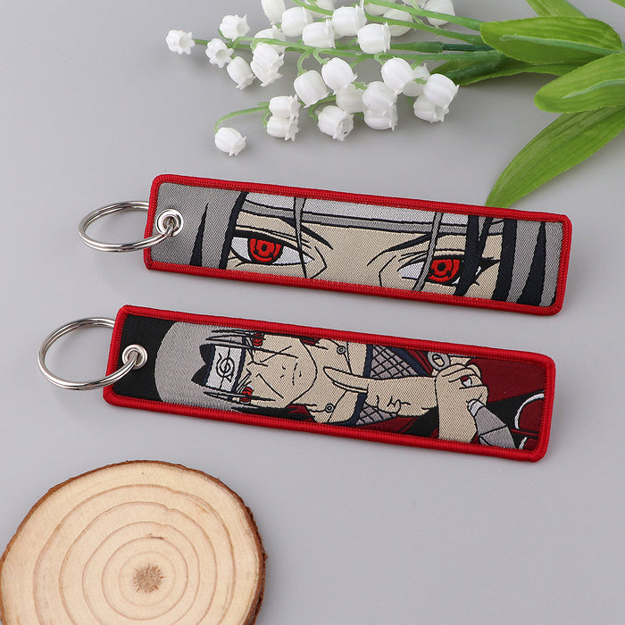 Wholesale Cartoon Anime Woven Label Keychain Pendant  Fabric Anime Peripheral
