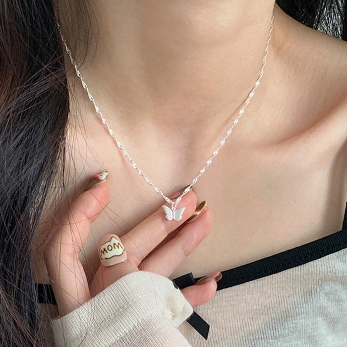 Wholesale  S925 Sterling Silver Butterfly Necklace Gift Female Niche Personalized Pendant