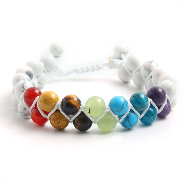 Wholesale Chain Double Layer Agate Colorful Natural Stone Beaded Bracelet JDC-BT-HongM008