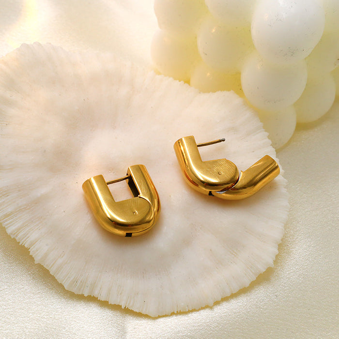 Wholesale square smooth titanium steel earrings