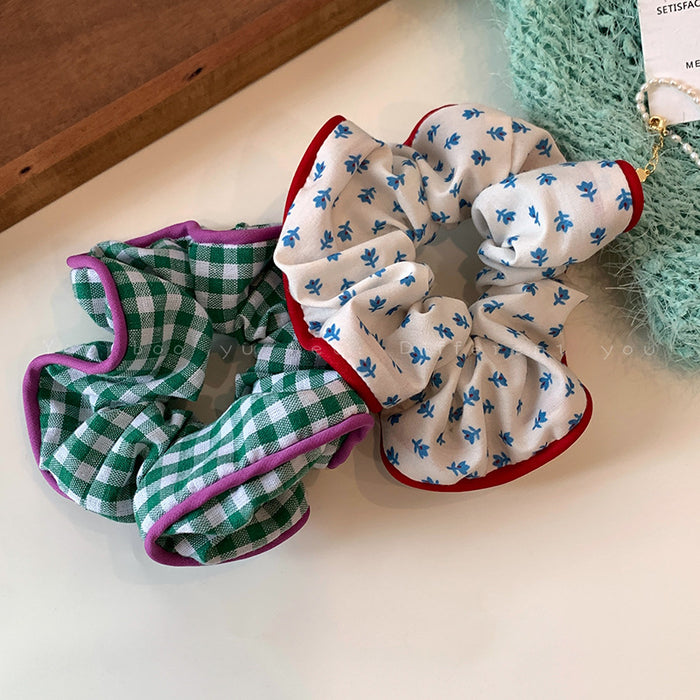 Wholesale Floral plaid headband with high-end feel, tied bun hair accessories, headband