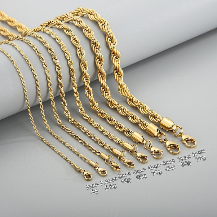 Wholesale Trendy Twist Chain Necklace Titanium Steel Jewelry