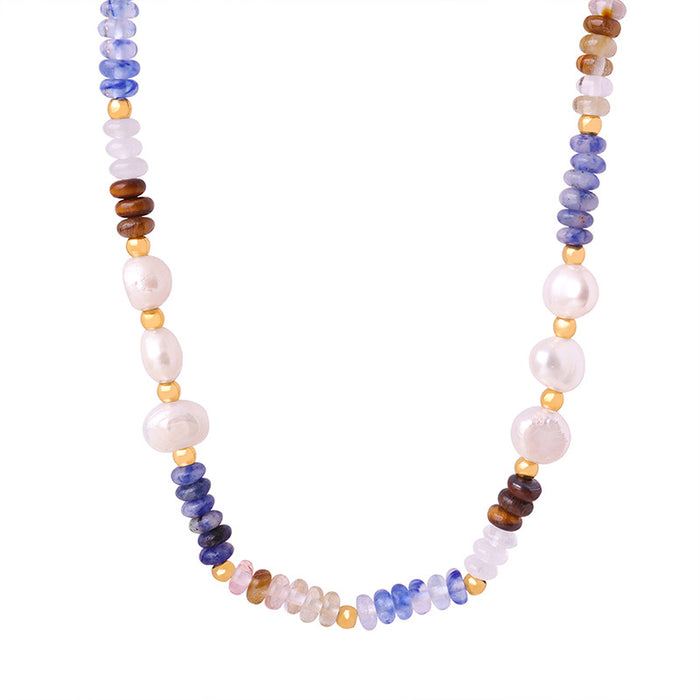 Wholesale Baroque freshwater pearl Natural Stone abacus beads necklace jewelry for women