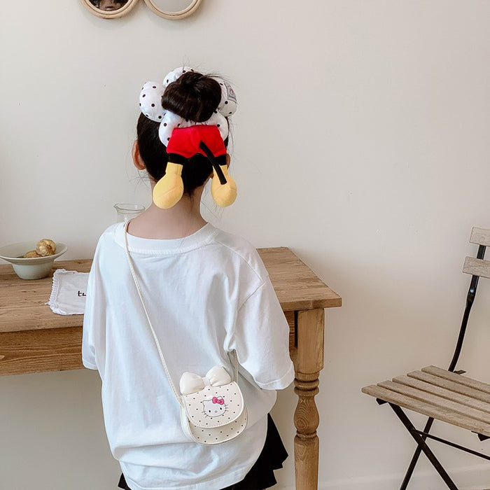 Wholesale Cute cartoon print girls'  shoulder bag with bow