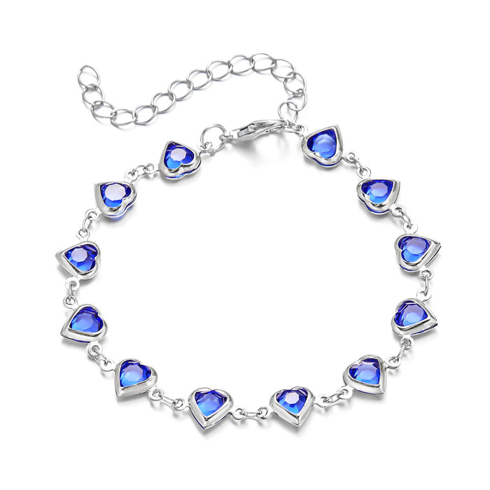 Wholesale Colored diamond heart-shaped chain bracelet
