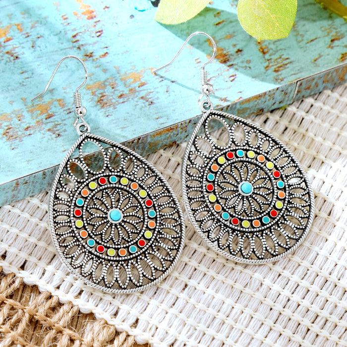 Wholesale 2pcs Vintage Ethnic Style Turquoise Earrings Bohemian Jewelry