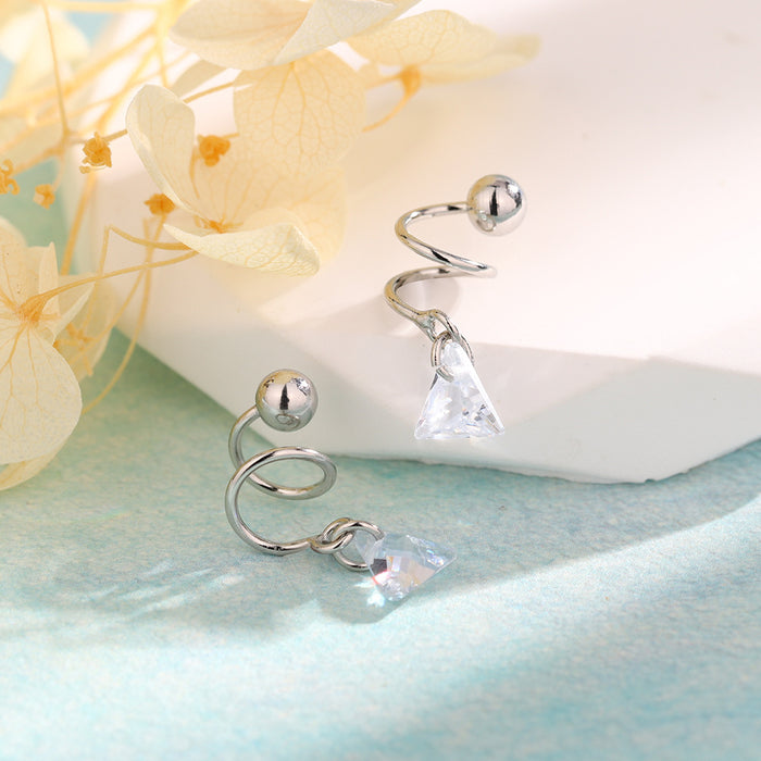 Wholesale Sparkling zircon screw earrings with simple and fashionable design, rotating geometric bead earrings, and ear bone studs