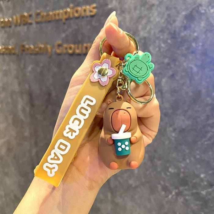 Wholesale Stylish Cartoon Capybara Keychain Car Key Accessory PVC Resale Gift MOQ≥2