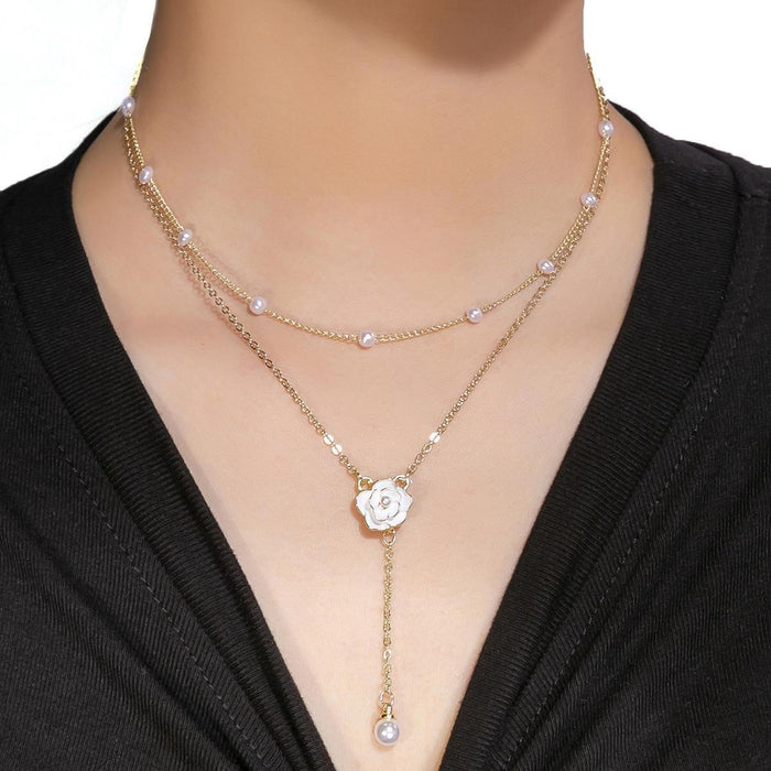 Wholesale Dopamine Colorful Stone Smiley Necklace Colorful Beaded Flower Sweet Cool Style Clavicle Chain Candy Love Pendant Female