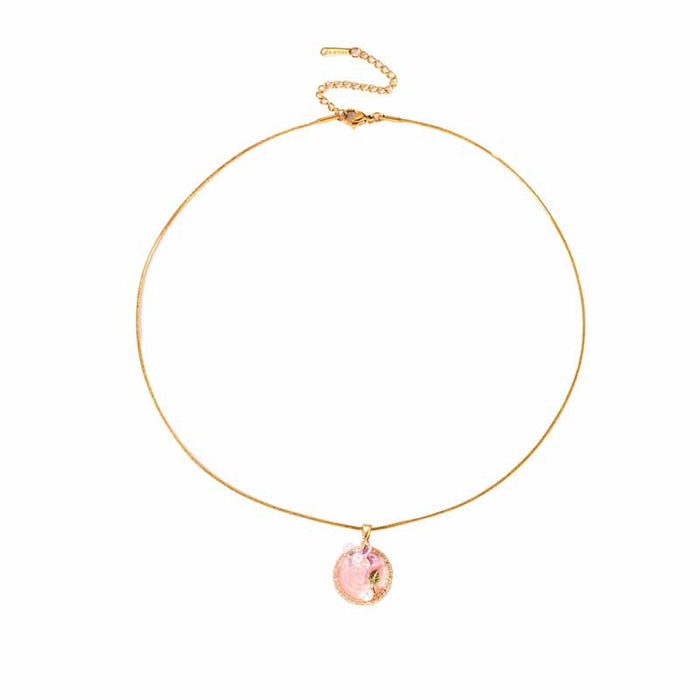 Wholesale New oil painting style titanium steel necklace with a light luxury and high-end feel, fashionable collarbone chain