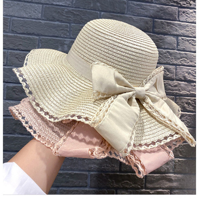 Wholesale Fashionable bow wave edge sunscreen hat