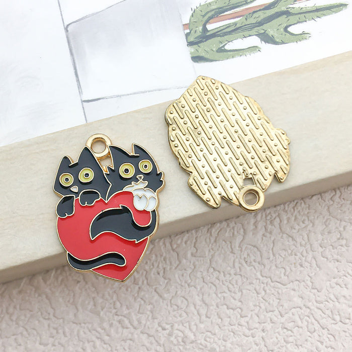 Wholesale Mixed 10 cartoon black and white cat jewelry pendant earrings necklace pendant