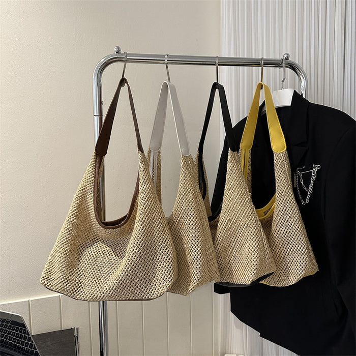 Wholesale Leisure beach popular woven mother and child bag, fashionable and stylish one shoulder beach travel grass woven bag