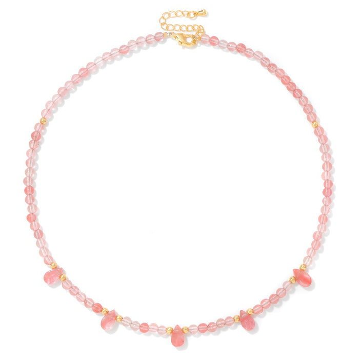 Wholesale 4mm stone round bead clavicle chain necklace with amethyst and turquoise