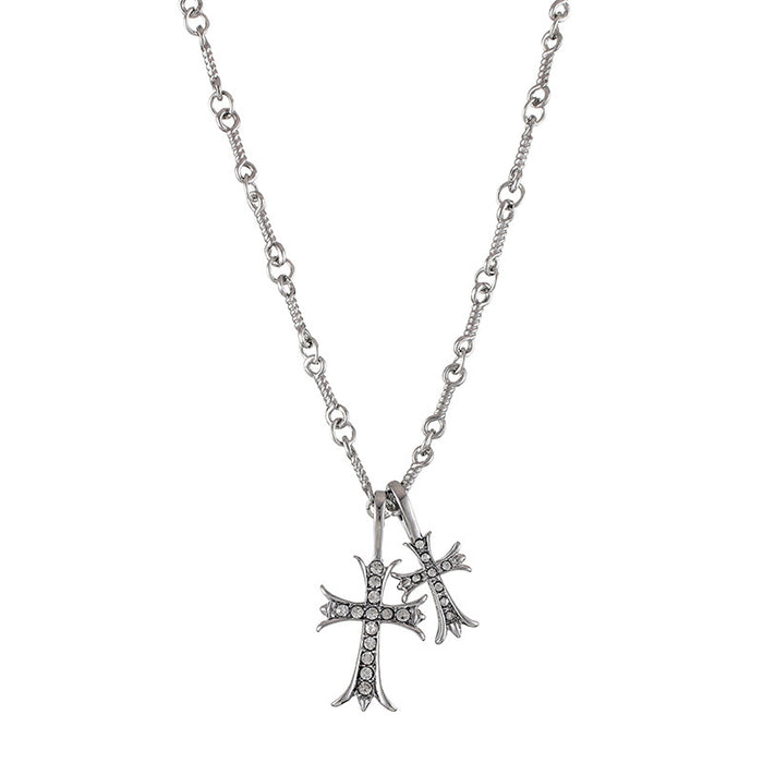 Wholesale Punk style full diamond cross long necklace, light luxury, high-end feeling, collarbone chain temperament, versatile accessories