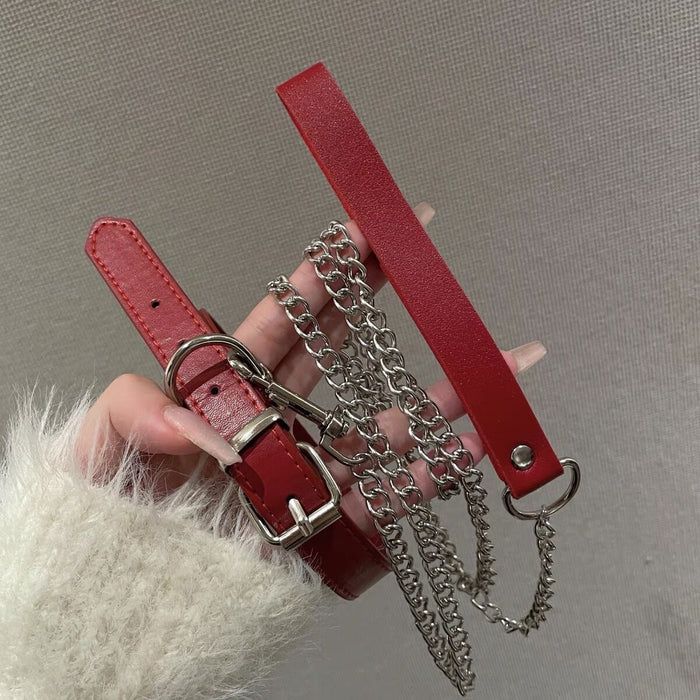 Wholesale Leather Red Traction Rope Necklace Neck Strap JDC-NE-YiWei004