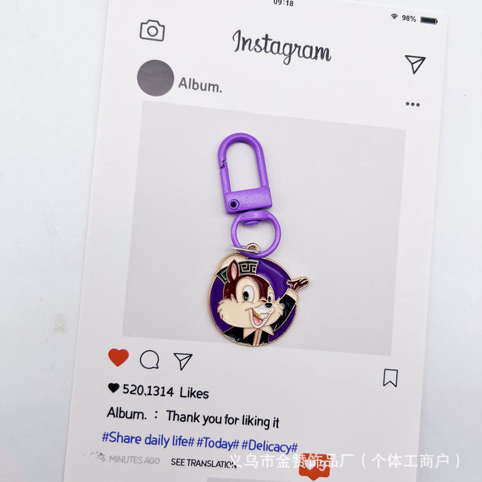 Wholesale Colorful keychain creative couple metal pendant bag ornaments cute cartoon