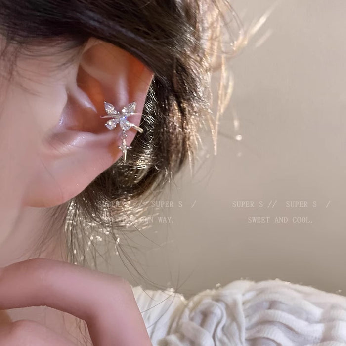 Wholesale Light luxury and high-end butterfly earrings without ear holes and ear bone clips for women, niche and personalized ear clips