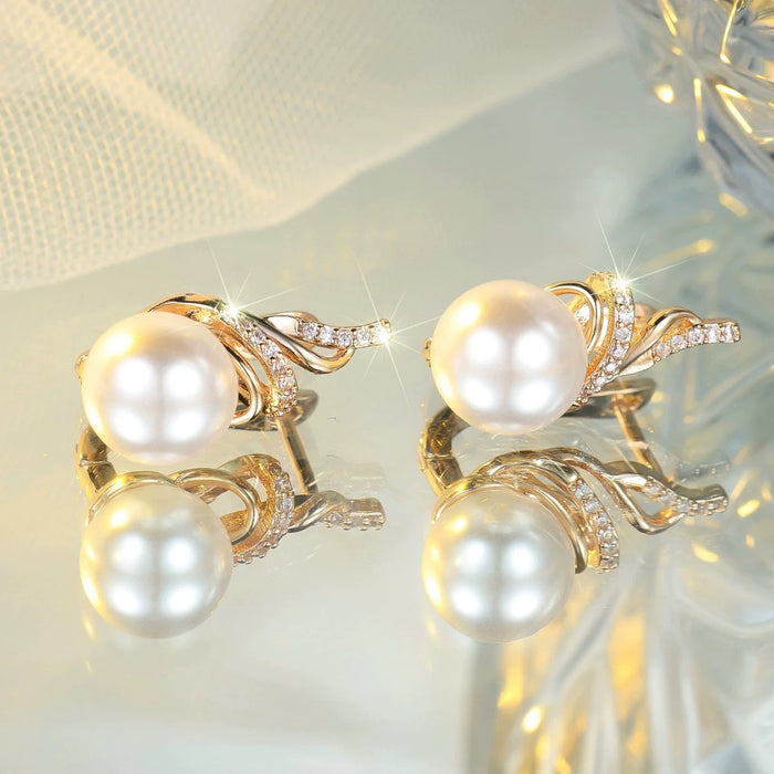 Wholesale Golden pearl earrings