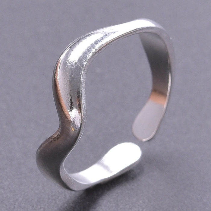 Wholesale Simple irregular ring, light luxury, cool style, adjustable opening, gold steel titanium ring, tail ring