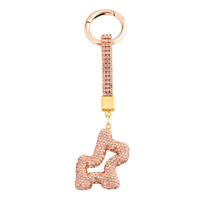 Wholesale Diamond Rope Round Buckle Clay Puppy Keychain