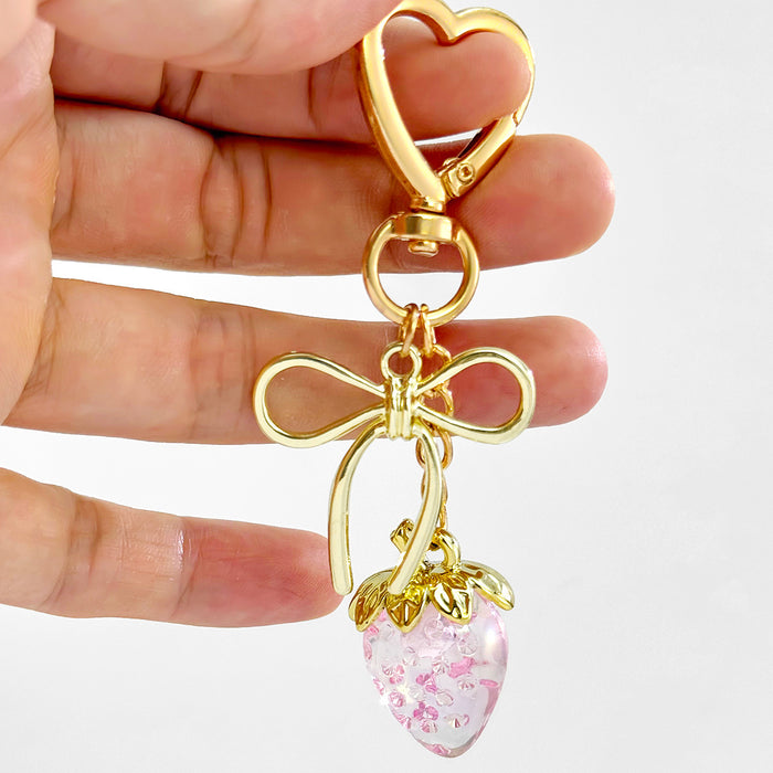 Wholesale Strawberry Pendant Bag Glitter Keychain Gift Valentine's Day
