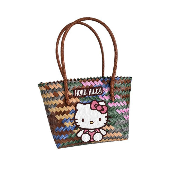 Wholesale Colorful Plastic Woven Bag Women' s Handbag Cat Multi-Colorful Woven Tote Bag Commuter Women' s Handbag