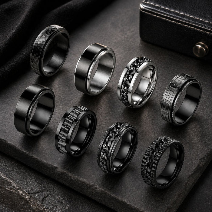 Wholesale Stainless Steel Rotatable Stress Relief Ring Jewelry Accessory Gift for Men