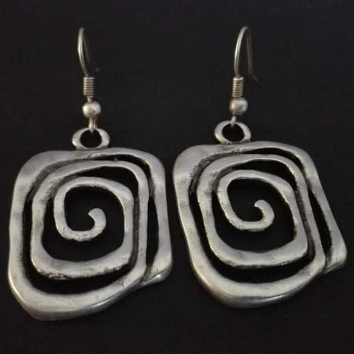 Wholesale Personalized spiral hollow square alloy earrings with creative retro vortex earrings