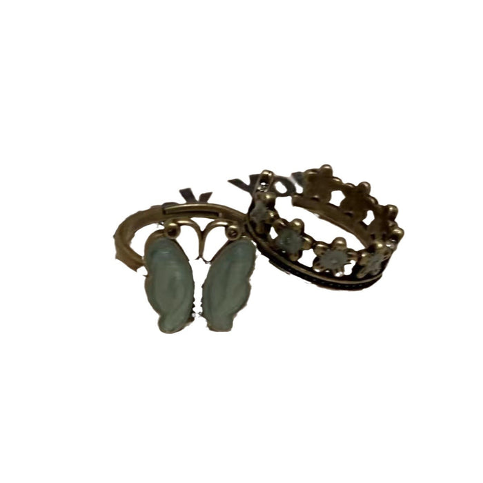 Wholesale Greek Flora Retro Distressed Blue Flower Oil Drop Ring