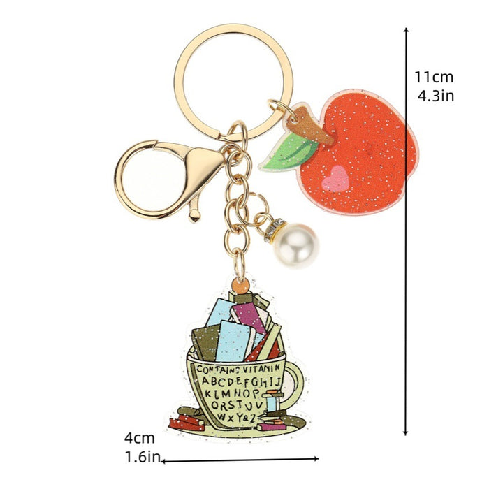 Wholesale Acrylic Pearl Apple Keychain