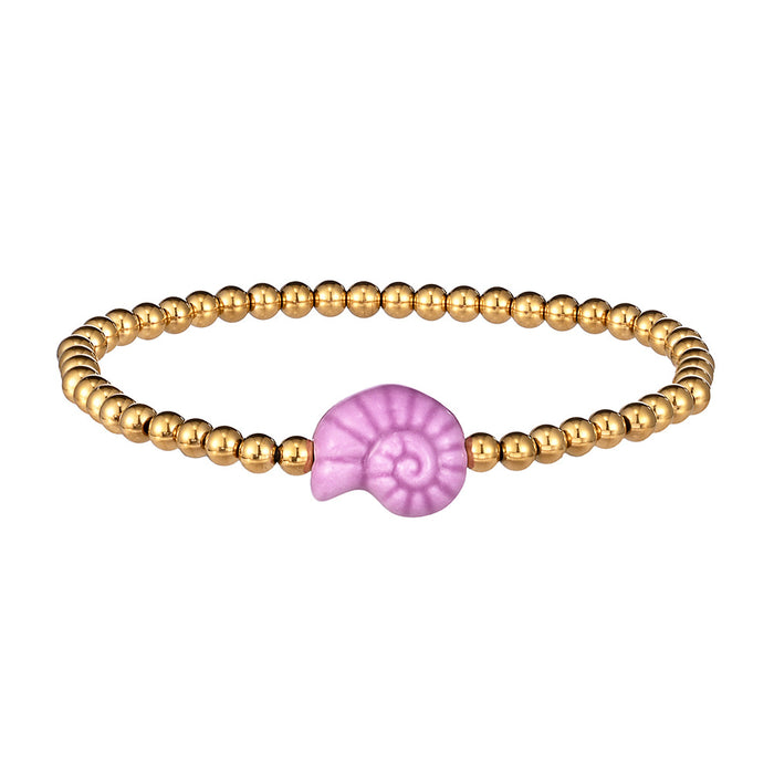Wholesale Swimming wearable mini bracelet accessory ceramic conch animal turtle titanium steel non fading bracelet