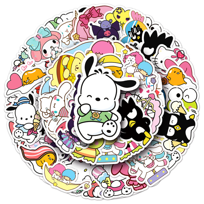 Wholesale 50pcs Mixed cartoon stickers cute creative decorative mobile phone case small mochi stickers