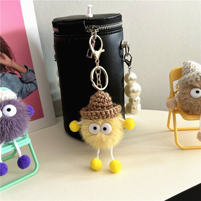 Wholesale Cute Little Briquettes Cartoon Car Keychain Plush Doll Doll Bag Pendant Accessories Gift