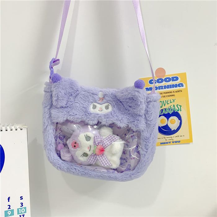 Wholesale Cute transparent PVC cartoon doll crossbody bag, personalized shoulder bag