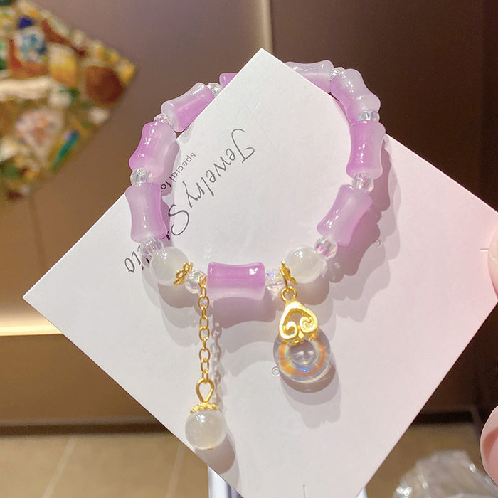Wholesale Bamboo Joint Design Imitation Jade Peace Buckle Bracelet MOQ≥3