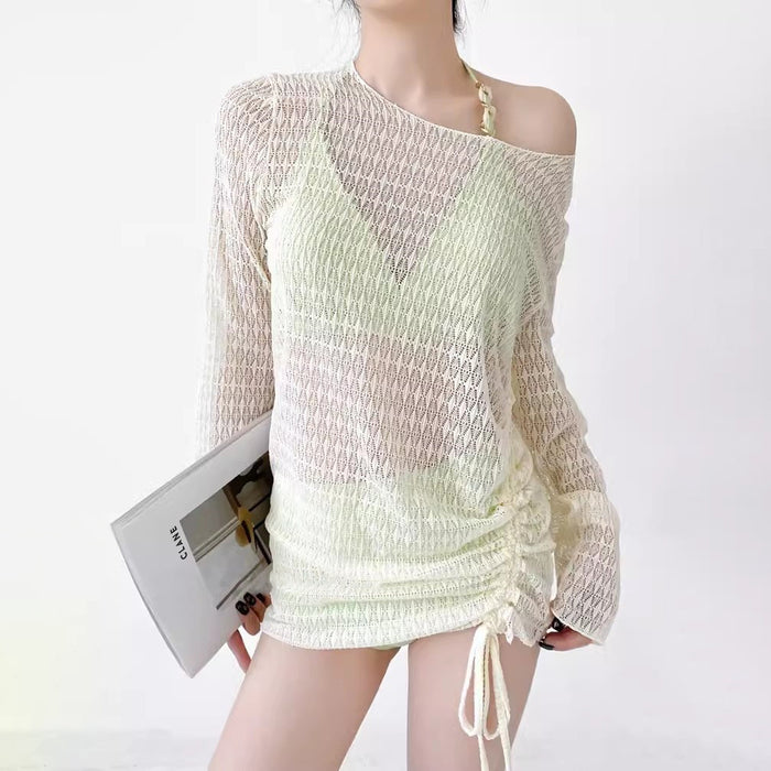 Wholesale Sexy bikini split three piece set with cover up, hot spring swimsuit