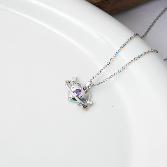 Wholesale Peach heart necklace Women's Moonstone Titanium steel choker necklace