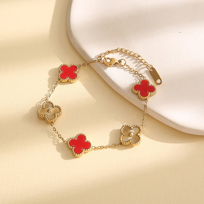 Wholesale 13MM four-leaf clover bracelet titanium steel bracelet