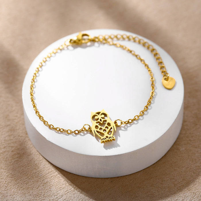 Wholesale Stainless steel owl bracelet with smooth surface, simple and personalized fashion jewelry wholesale