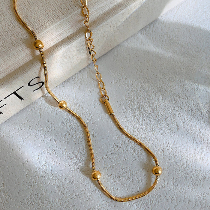 Wholesale Snake bone Anklets rose gold titanium steel beaded