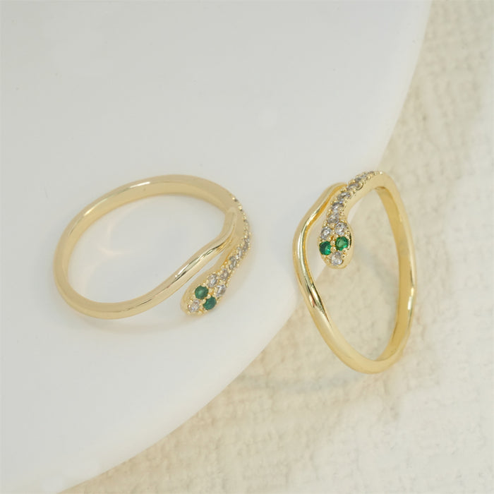 Wholesale Supply personalized snake shaped rings, fine opening rings, diamond inlaid small snake rings, couple rings wholesale