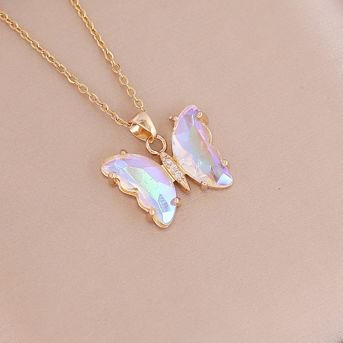 Wholesale Gradient butterfly necklace, women's fashionable stainless steel necklace, personalized collarbone chain