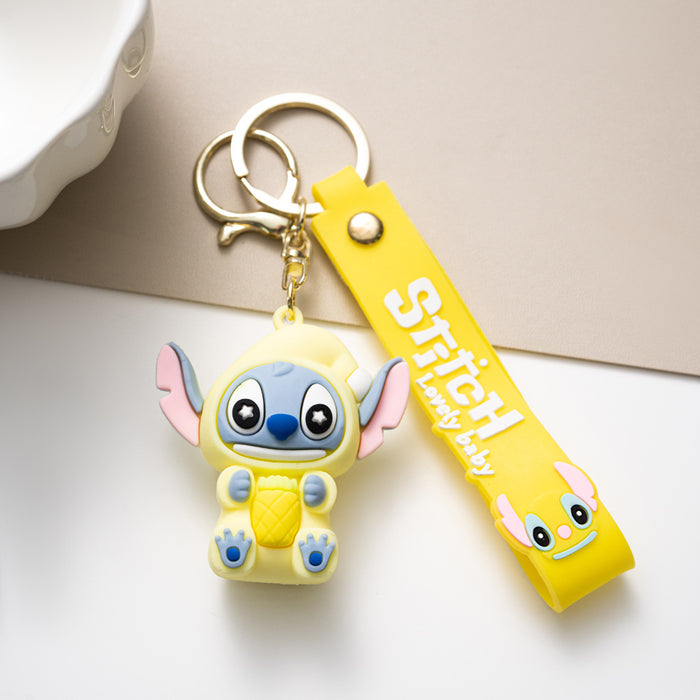 Wholesale Cute cartoon silicone keychains in various colors.