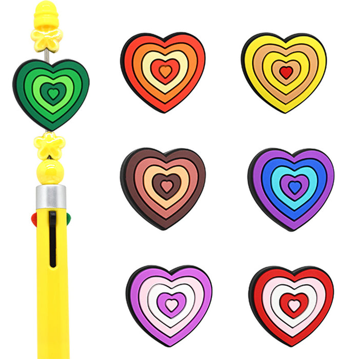 Wholesale Colorful Heart Series Pen Accessories and Ornaments High-value Beaded Pen Beaded Ornaments