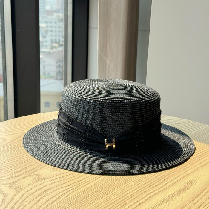 Wholesale Flat Top Straw Hat Summer Sunshade Sun Protection Straw Fashion Trendy