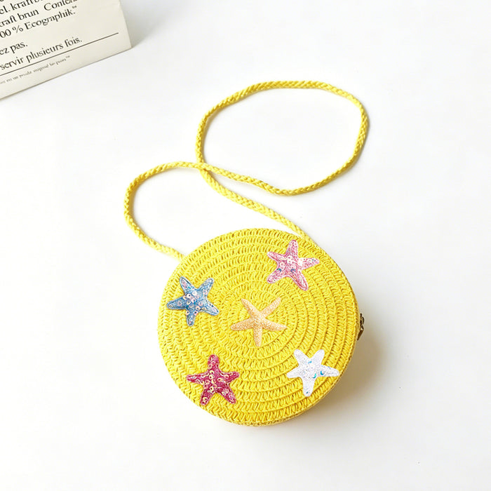 Wholesale Starry Summer Beach Straw Bag Set Cute Crochet Crossbody Coin Purse