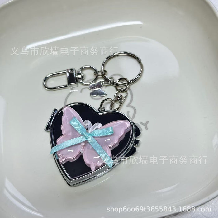 Wholesale Ribbon Heart Bow Mirror Keychain