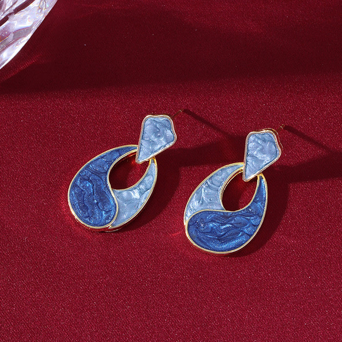 Wholesale Color blocking earrings, niche design, high-end earrings and accessories